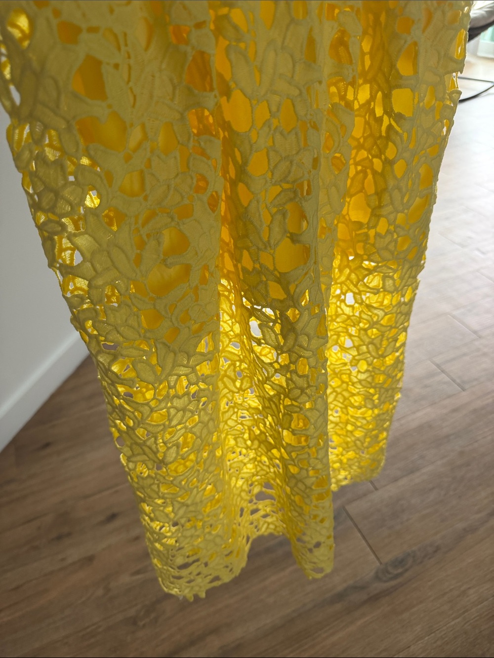 Vici Yellow Lace Midi Dress with Spaghetti Straps - Picture 3 of 3